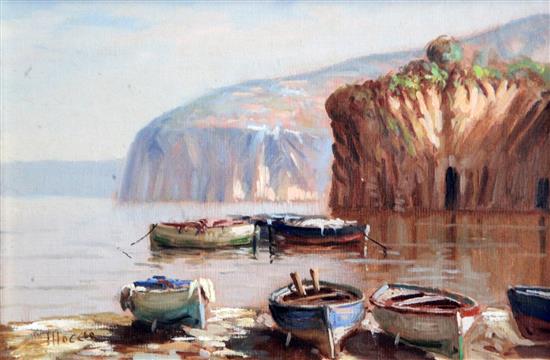 Antonio Moccia Beach with boats, Sorrento 7.5 x 11in.